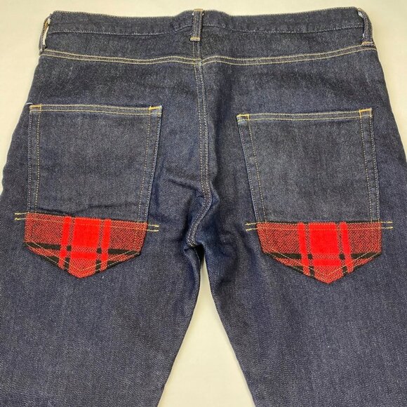 Junya Watanabe Comme des Garcons MAN Skinny Jeans Red Plaid Back Pockets Size M - Picture 7 of 7